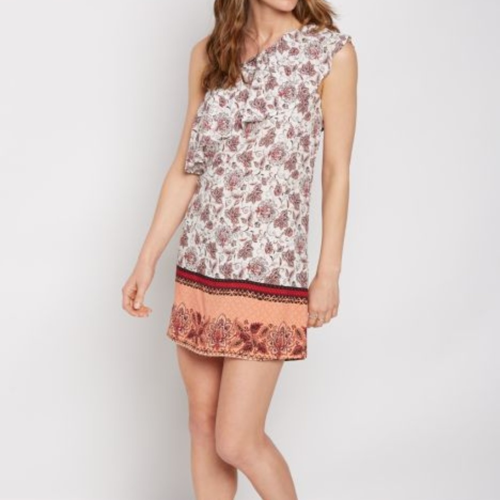 Rue 21 Floral One Shoulder Ruffle Dress Sz XS